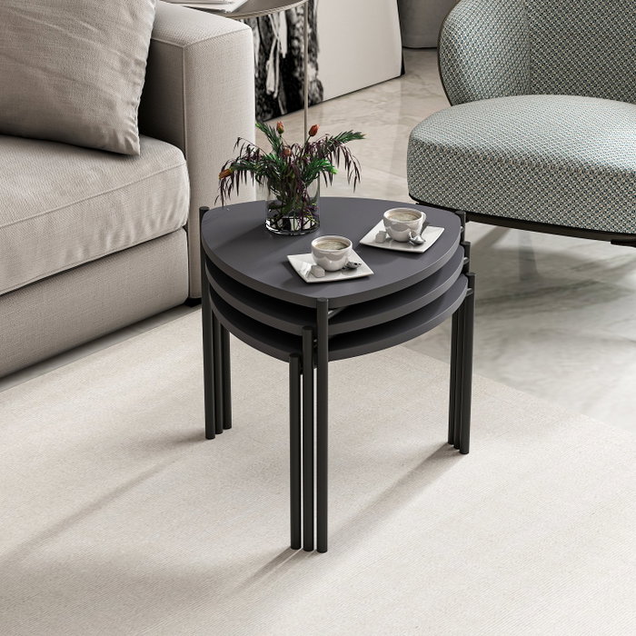 AUCUNE Mesa de centro apilable LENNY Ovalada Antracita AUCUNE Mesa de centro apilable LENNY Ovalada Antracita